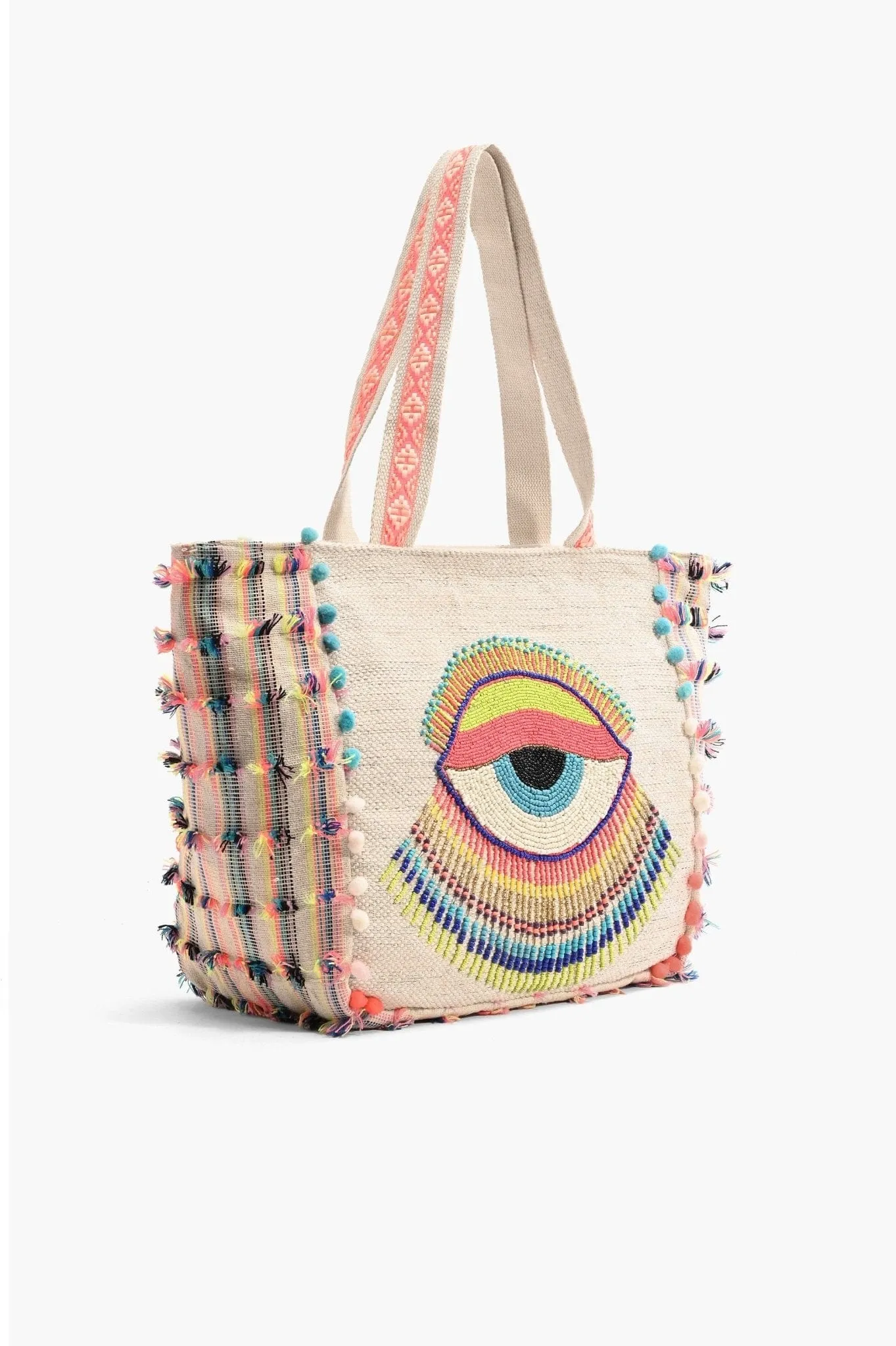 AB21-189 Hand Beaded Lazy Daze Evil Eye Tote