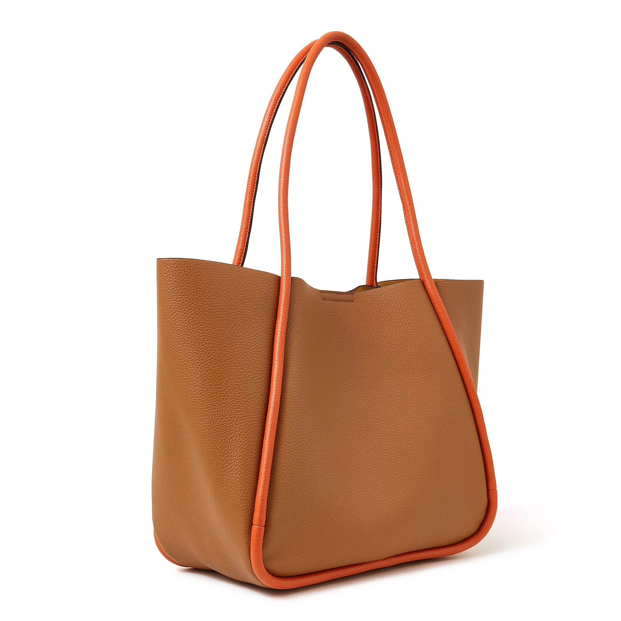Accessorize London Women's Faux Leather Brown Contrast Piping Shoulder Bag