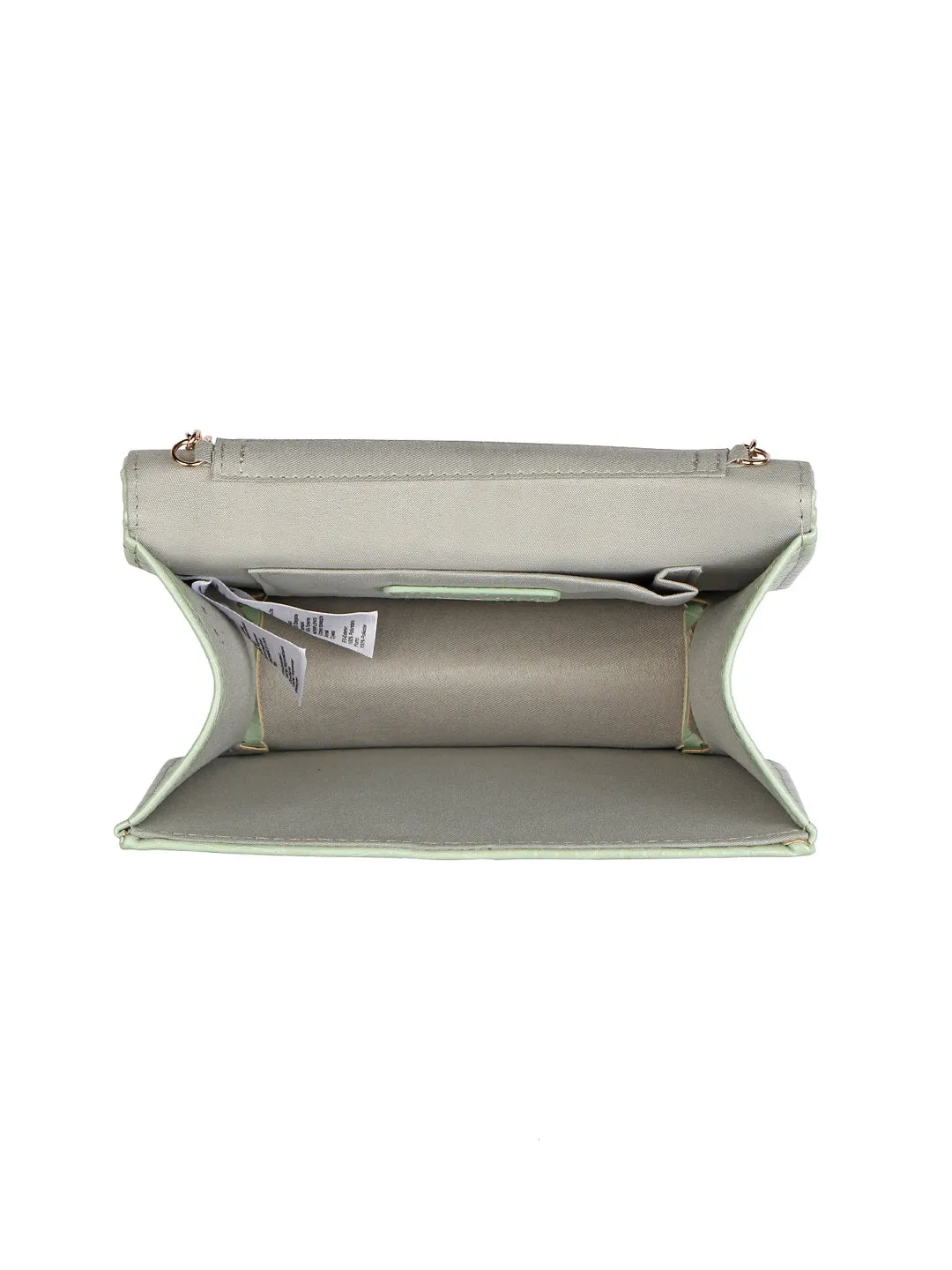 Accessorize London Women's Faux Leather Greem Croc Lock Chain Party Bag