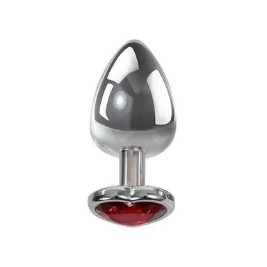 Adam & Eve medium red heart gem anal plug