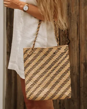 Balian Natural Stripe Rattan Beach Bag