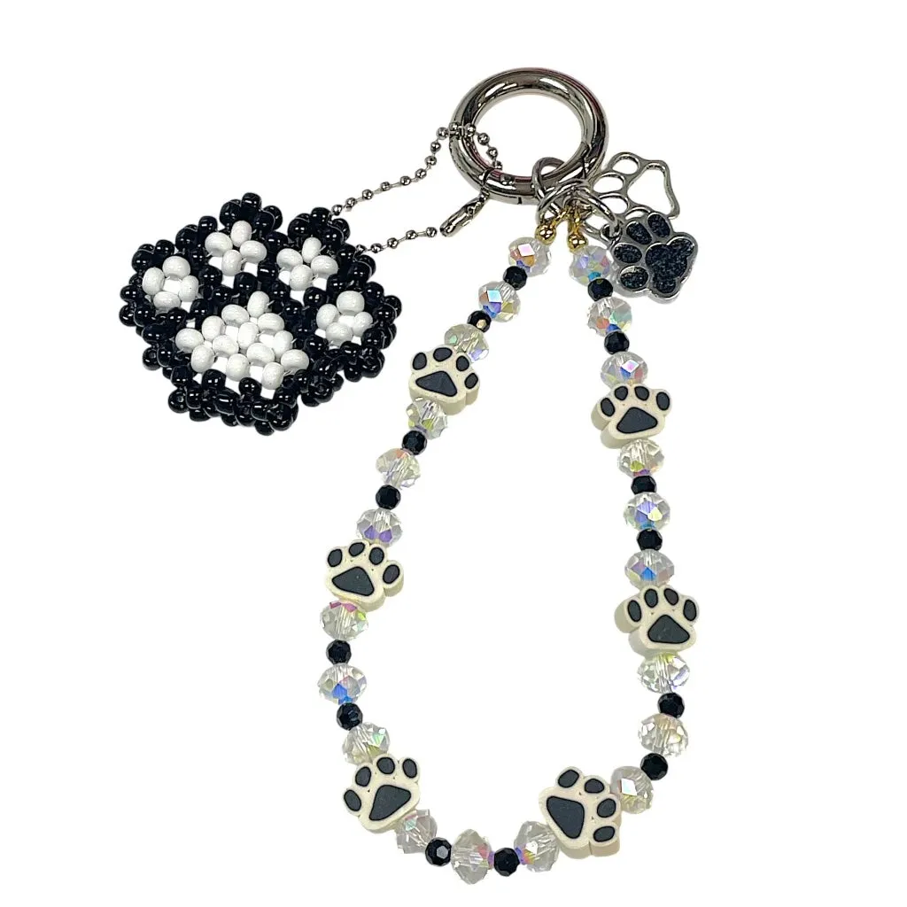 Beaded Paw Print Bag Charm