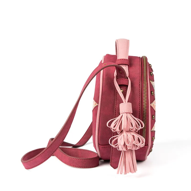 Boho Women's PU Leather Circle Bag Cross Shoulder Bag For Women