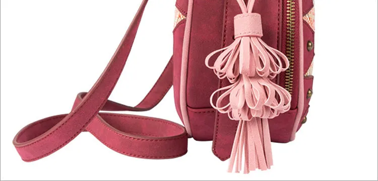 Boho Women's PU Leather Circle Bag Cross Shoulder Bag For Women