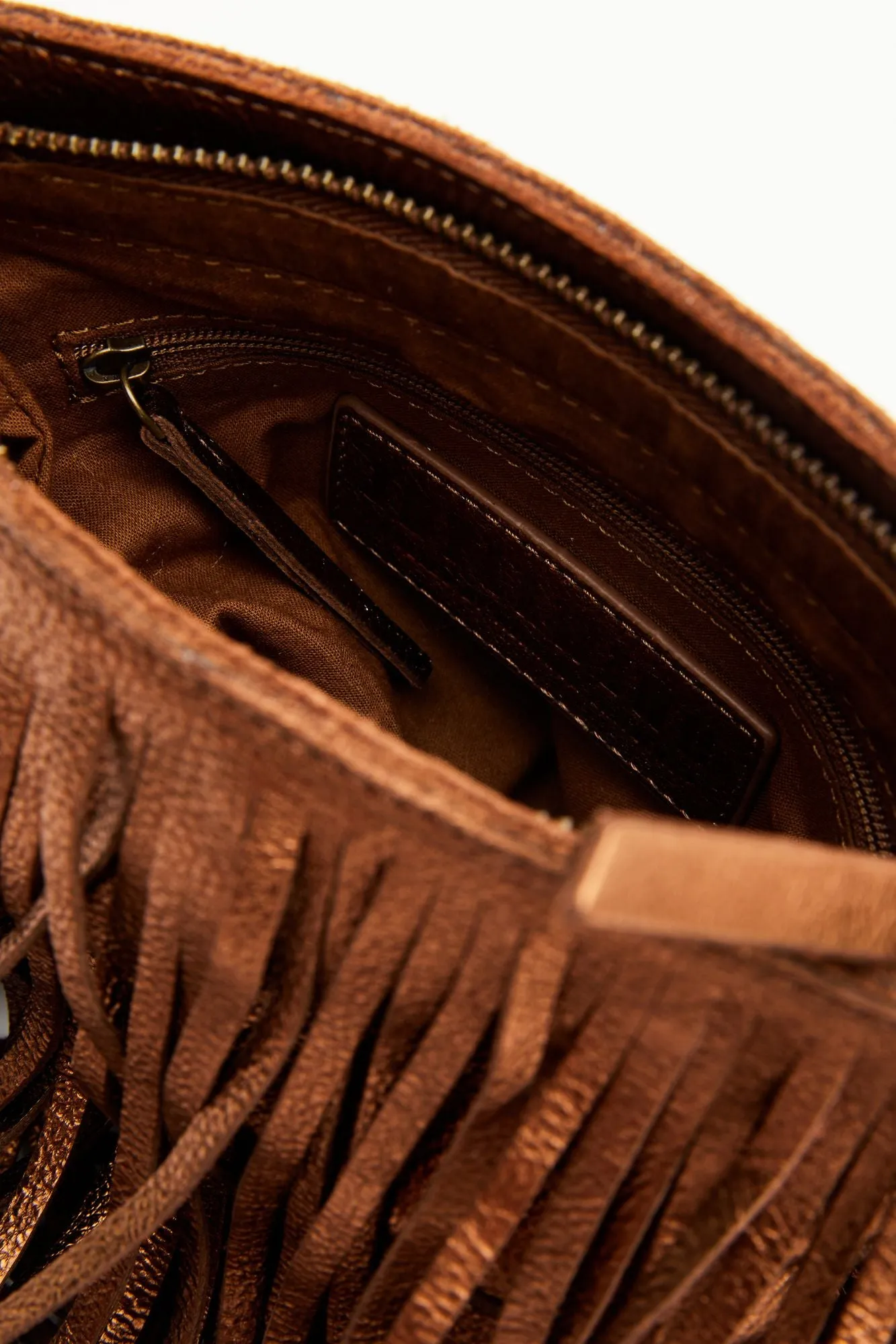 Camarillo Metallic Fringe Suede Crossbody Bag