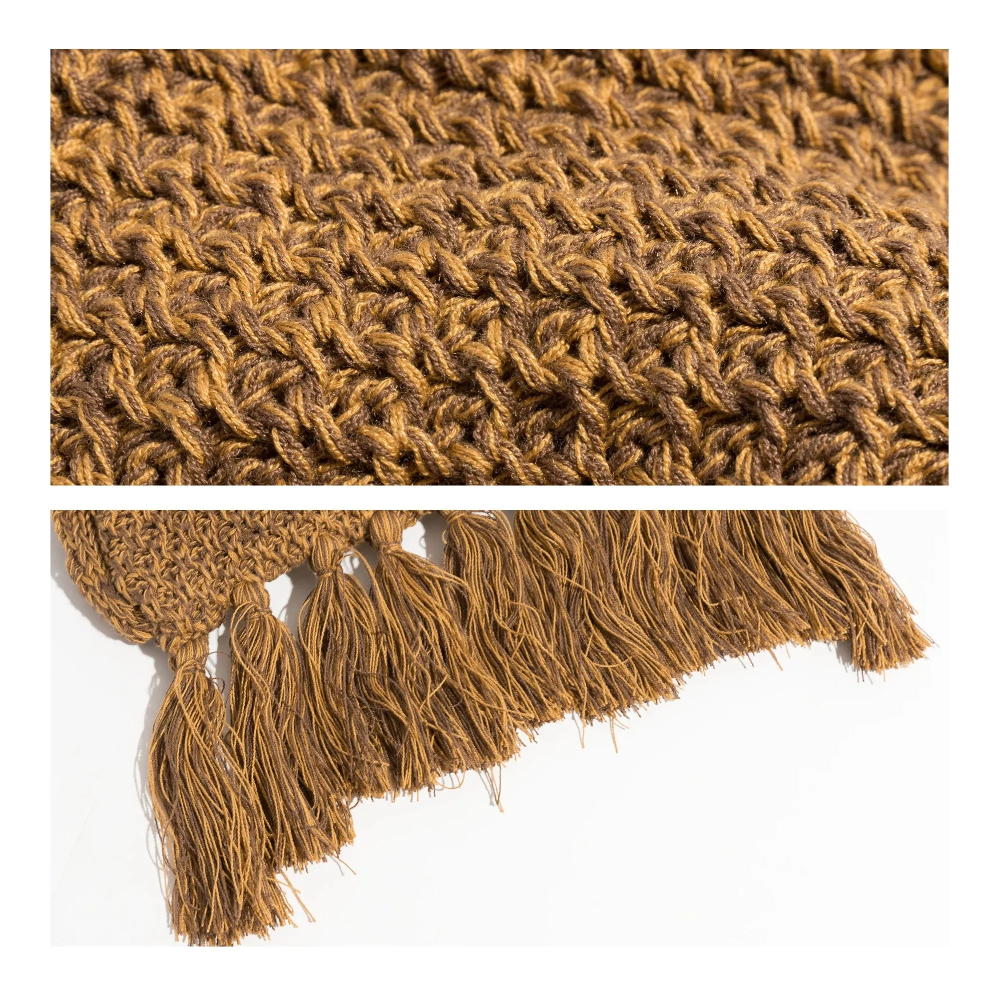 Caris Fringe Tassel Bohemian Knit Hobo Bag