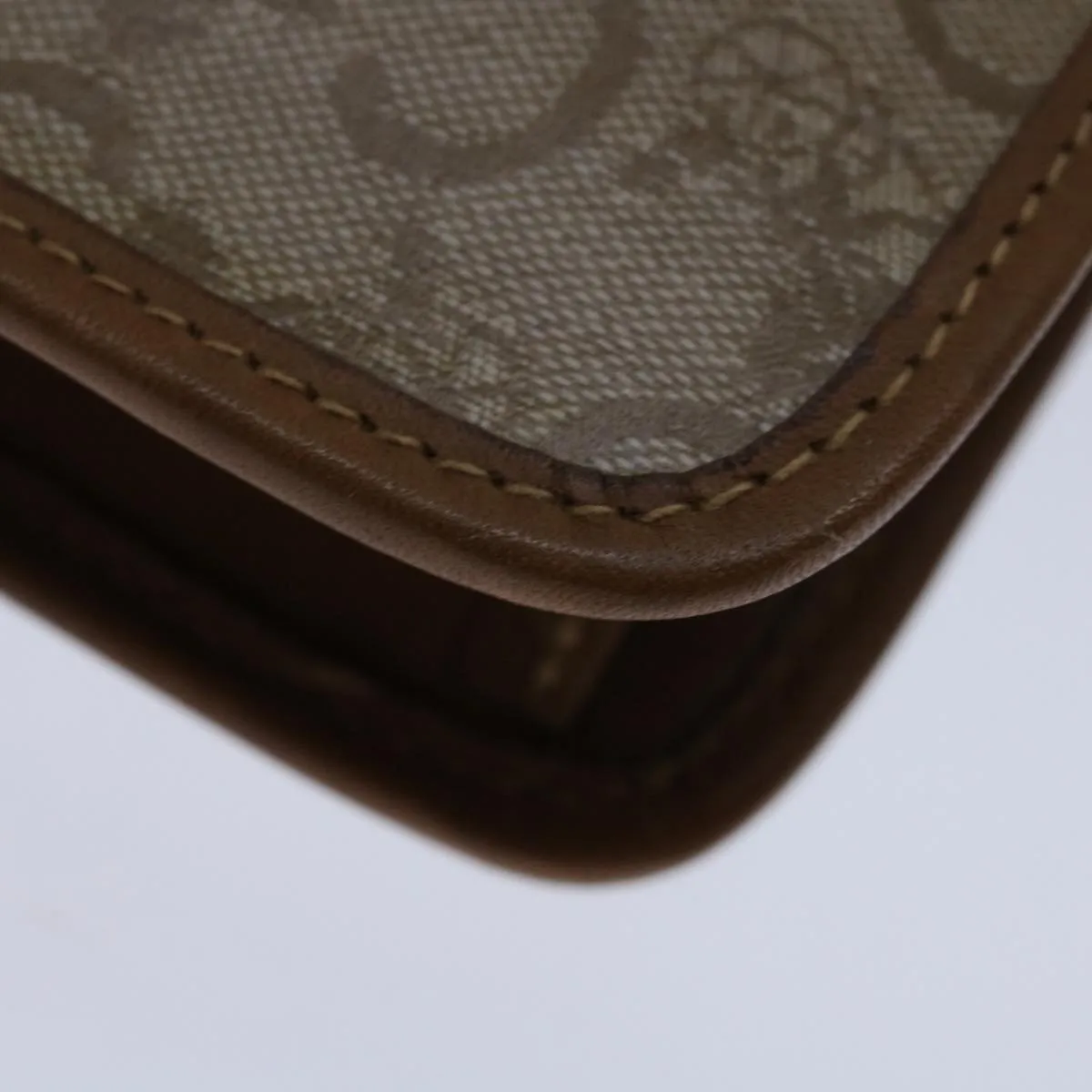 CELINE C Macadam Canvas Clutch Bag Beige Auth bs12767