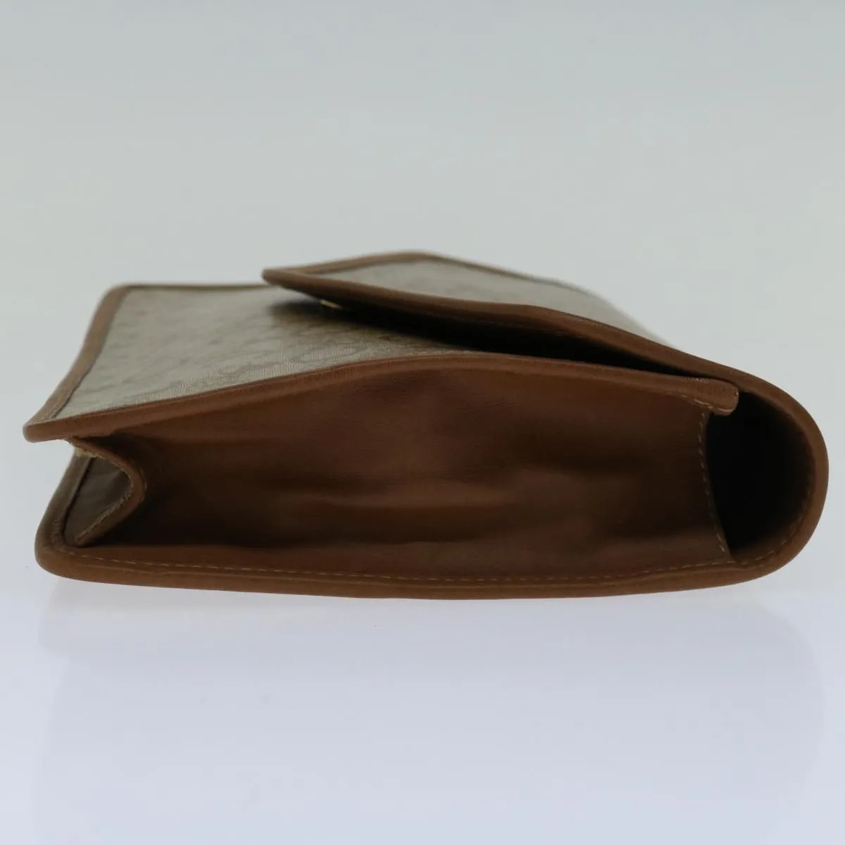 CELINE C Macadam Canvas Clutch Bag Beige Auth bs12767
