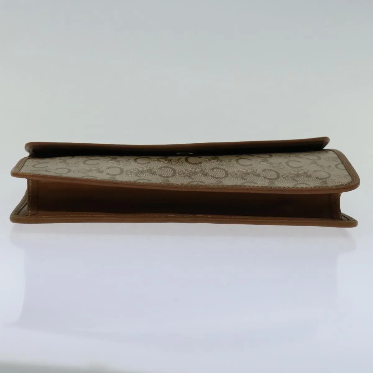 CELINE C Macadam Canvas Clutch Bag Beige Auth bs12767