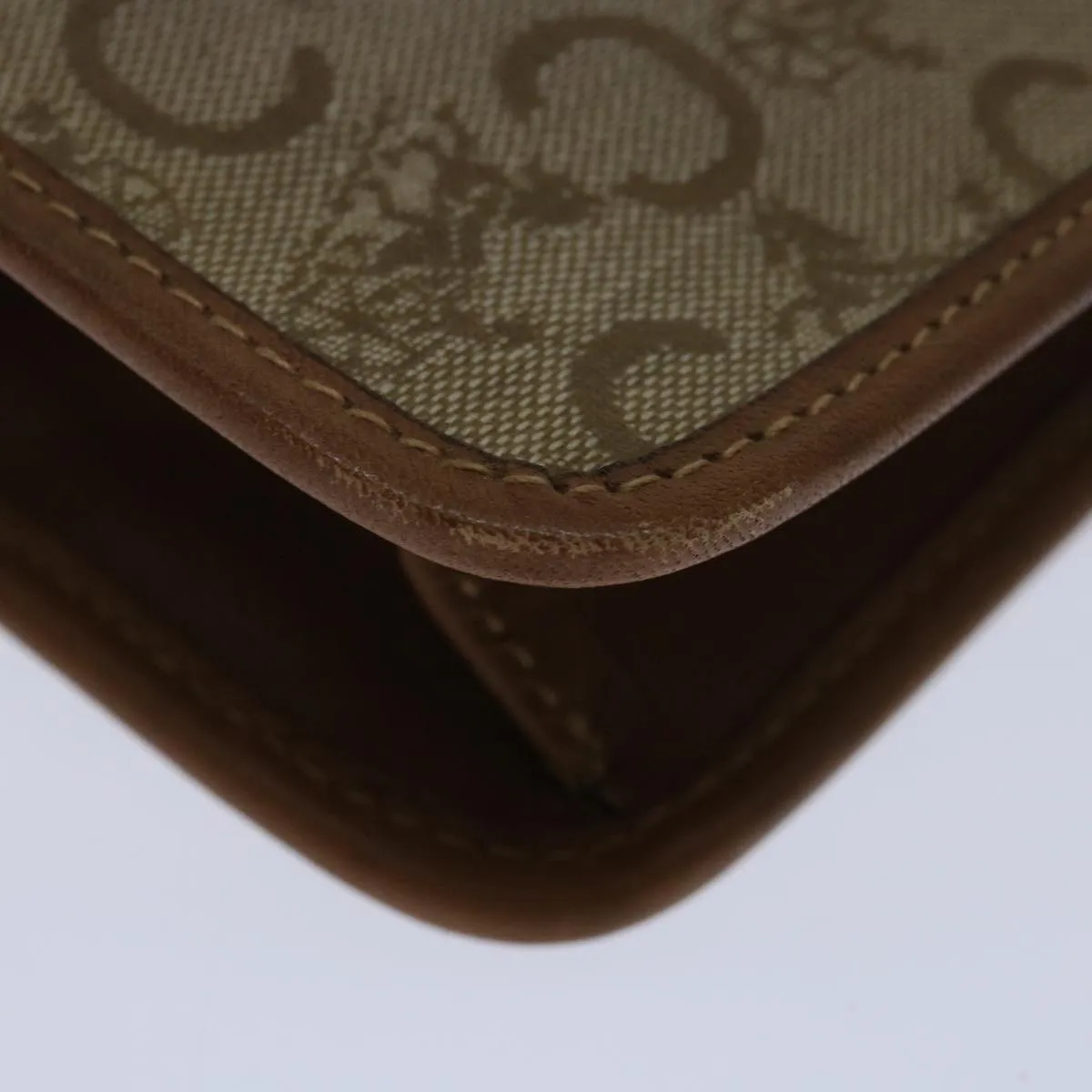 CELINE C Macadam Canvas Clutch Bag Beige Auth bs12767