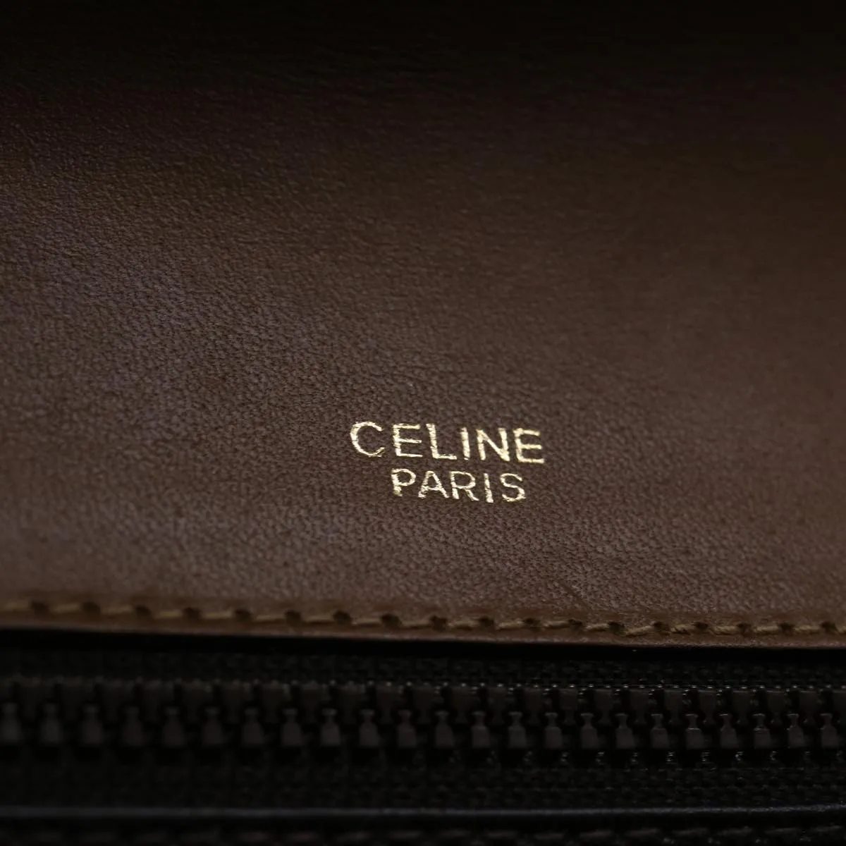 CELINE C Macadam Canvas Clutch Bag Beige Auth bs12767