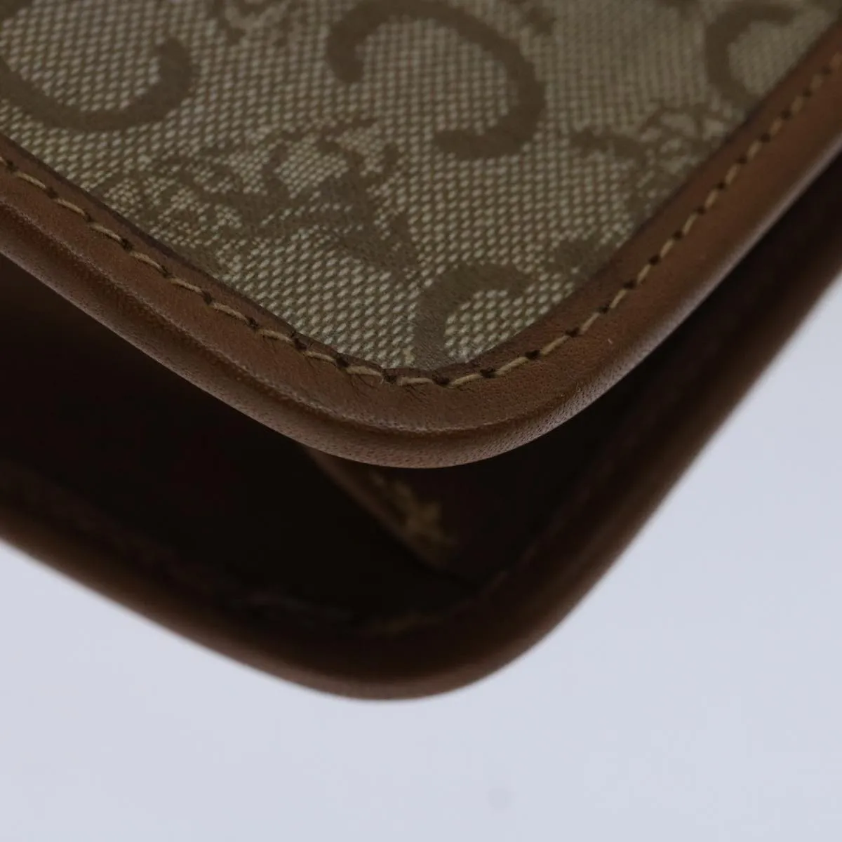 CELINE C Macadam Canvas Clutch Bag Beige Auth bs12767