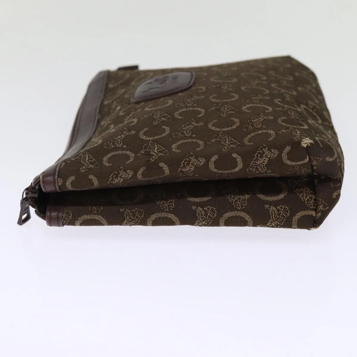 CELINE C Macadam Canvas Clutch Bag Brown Auth bs14535