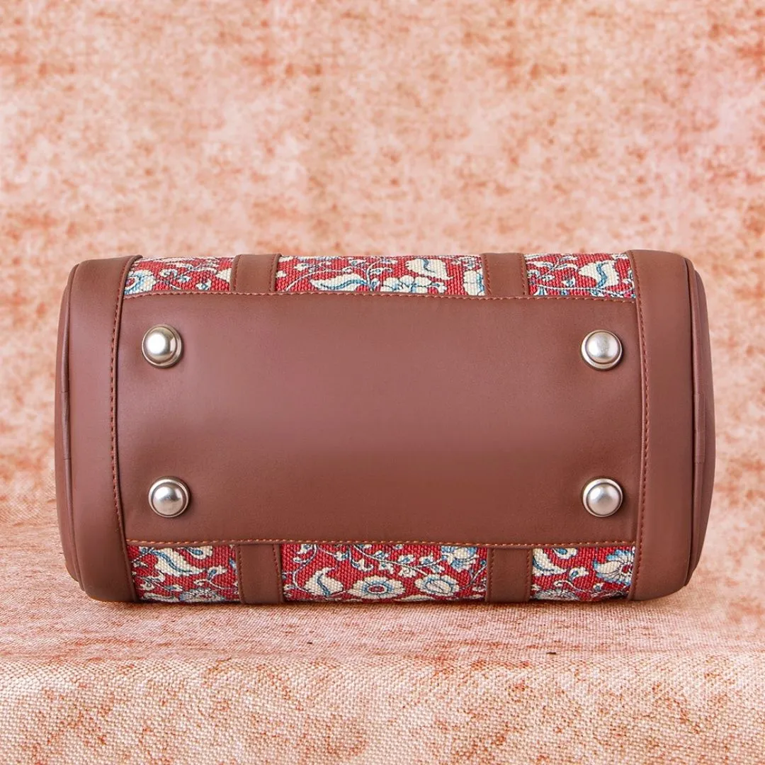 Chittoor Red Kalamkari- Handbag & Chain Wallet Combo