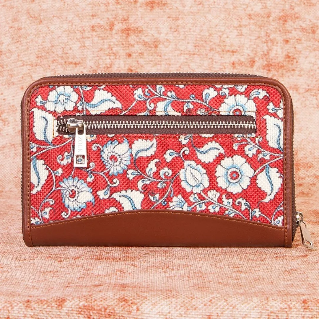 Chittoor Red Kalamkari- Handbag & Chain Wallet Combo
