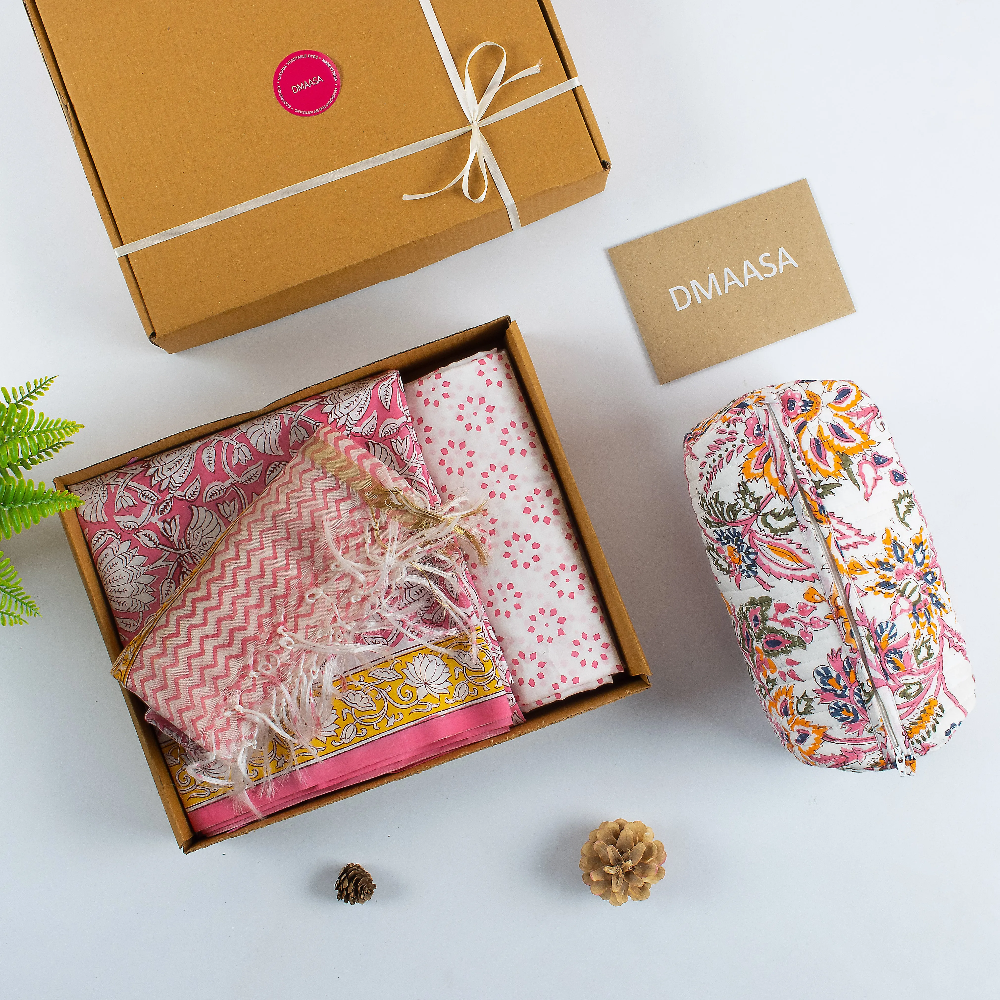 Cotton Unstitched Suit Set with Toiletry Bag Perfect Gifts For Women