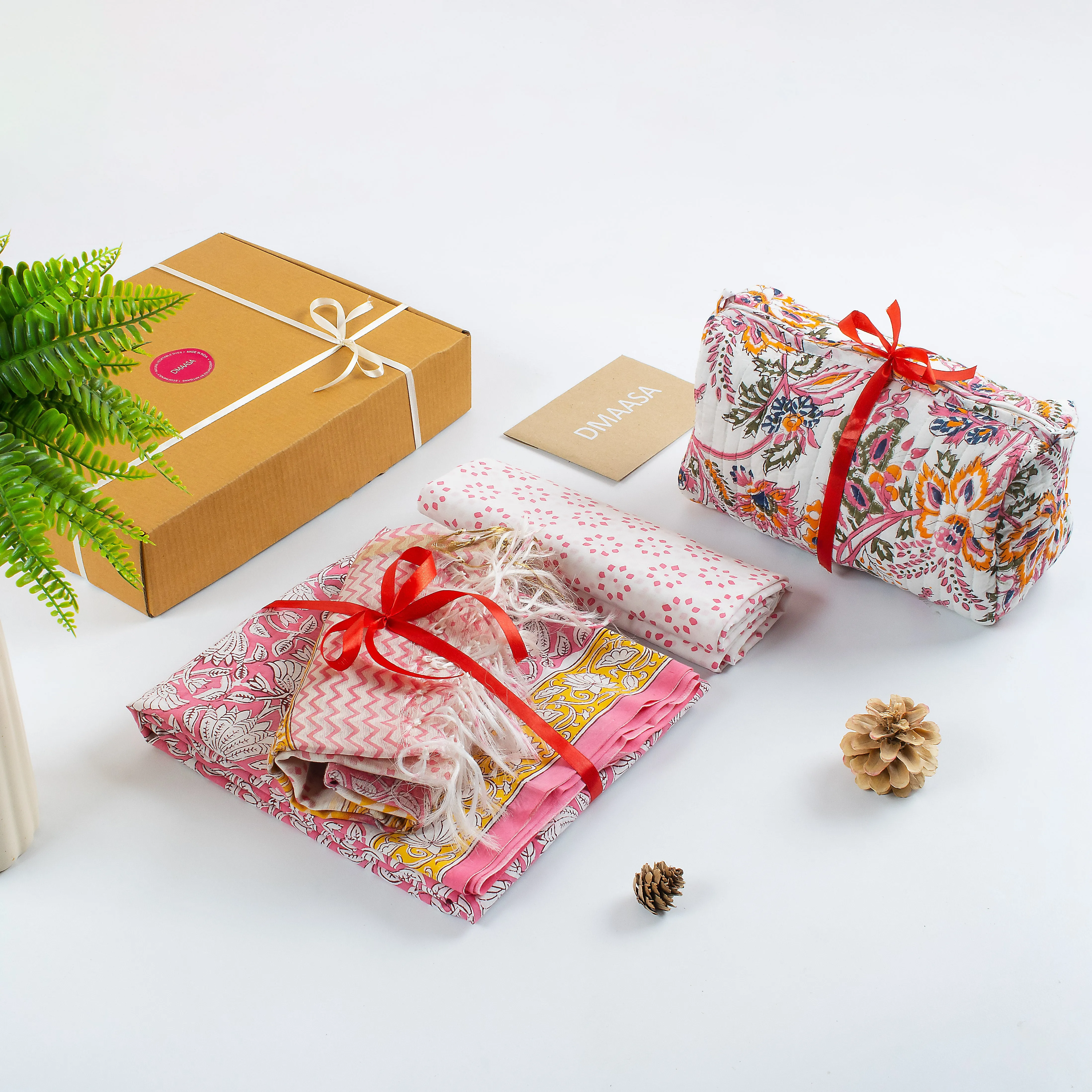 Cotton Unstitched Suit Set with Toiletry Bag Perfect Gifts For Women