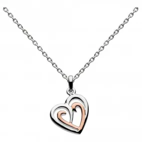Dew Silver Amena Double Heart with Rose Gold Plate Pendant 9493RG016