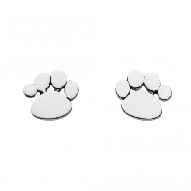 Dew Sterling Silver Dinky Charming Paw Print Stud Earrings 4857HP