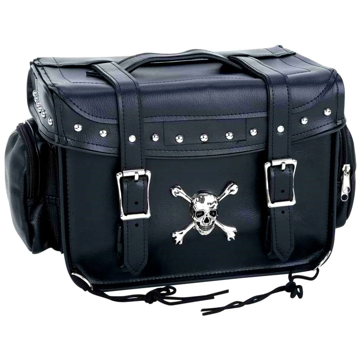 Diamond Plate™ Motorcycle Trunk Cooler Bag w/Skull Medallion, 15" x 9" x 9-1/4", Black