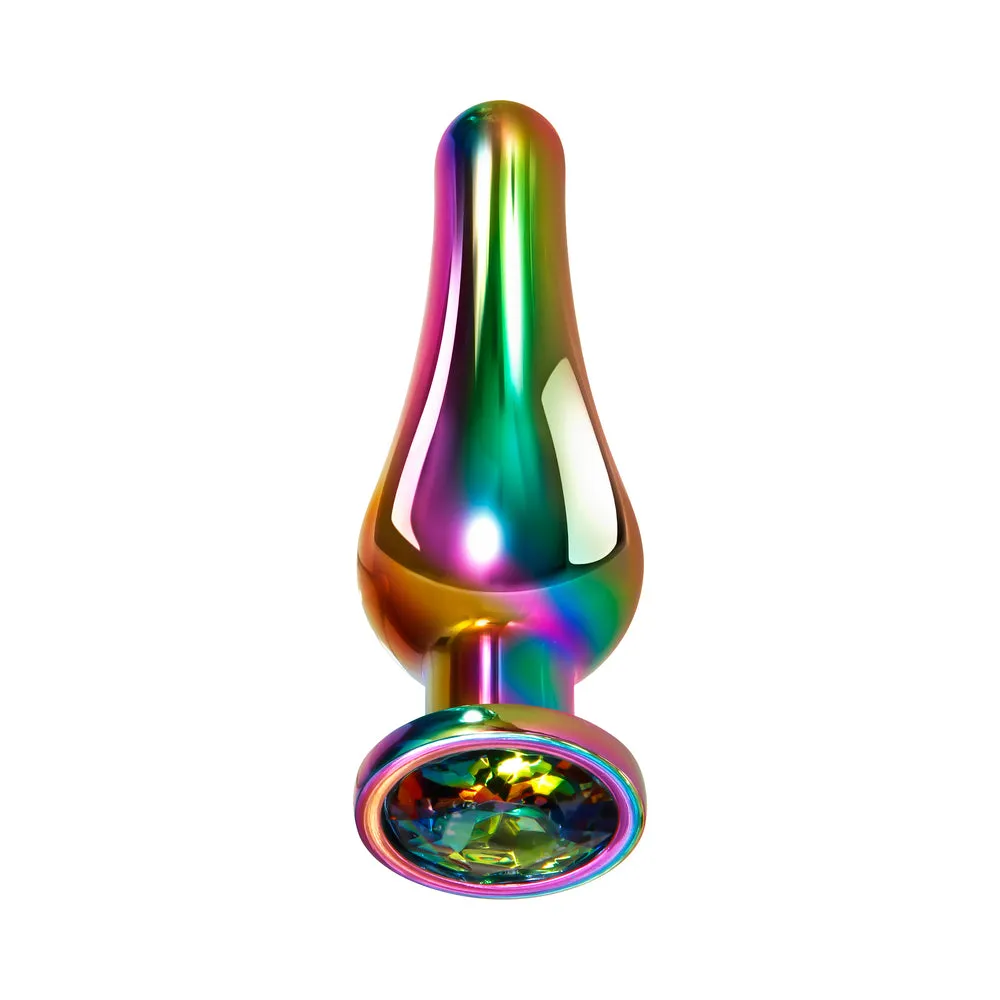 Evolved 3-Piece Rainbow Metal Anal Plug With Rainbow Gemstone Base Set