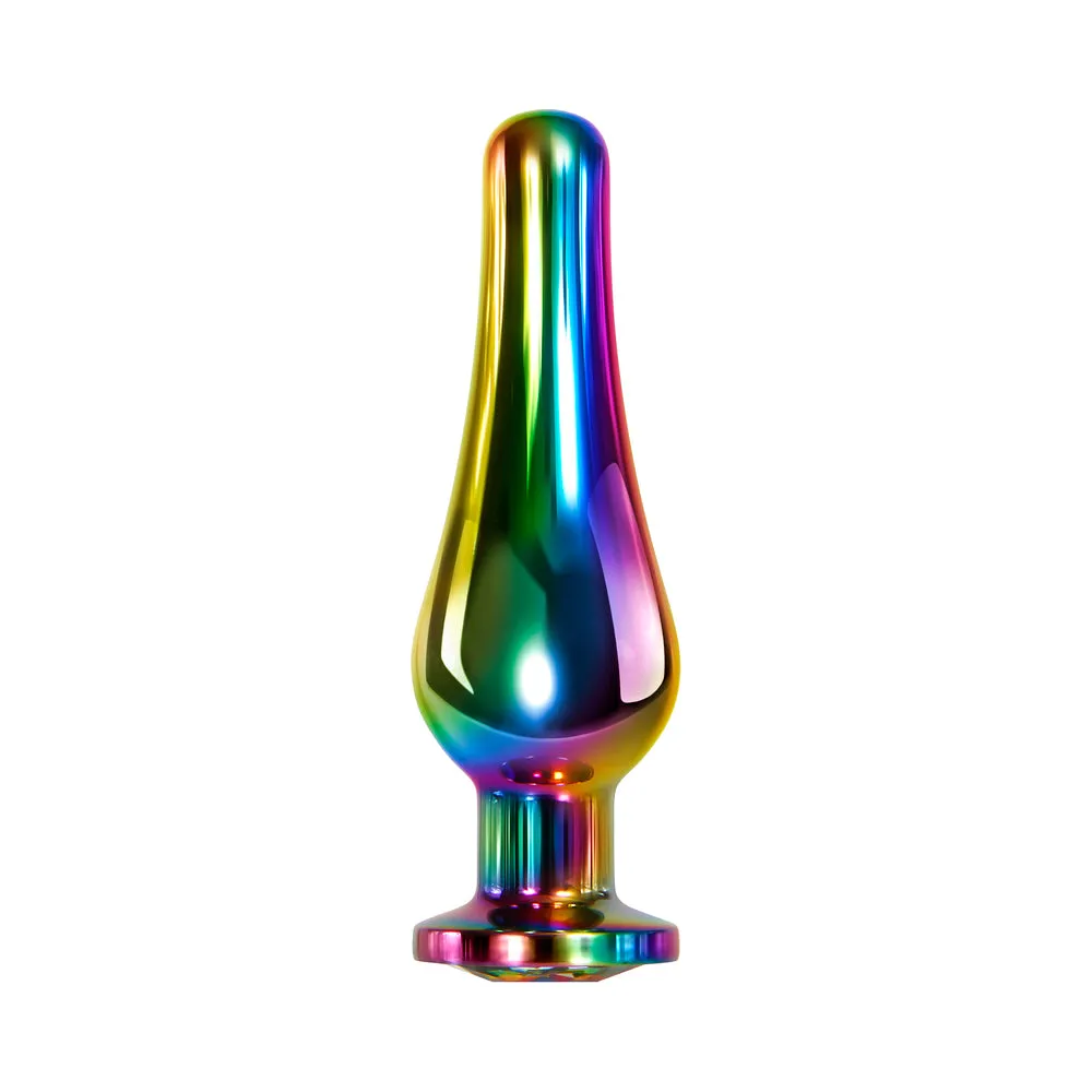 Evolved 3-Piece Rainbow Metal Anal Plug With Rainbow Gemstone Base Set