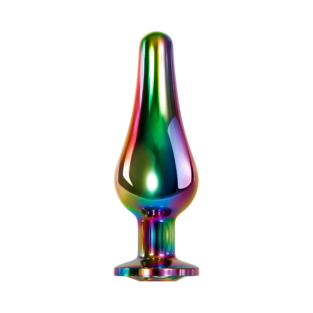 Evolved 3-Piece Rainbow Metal Anal Plug With Rainbow Gemstone Base Set