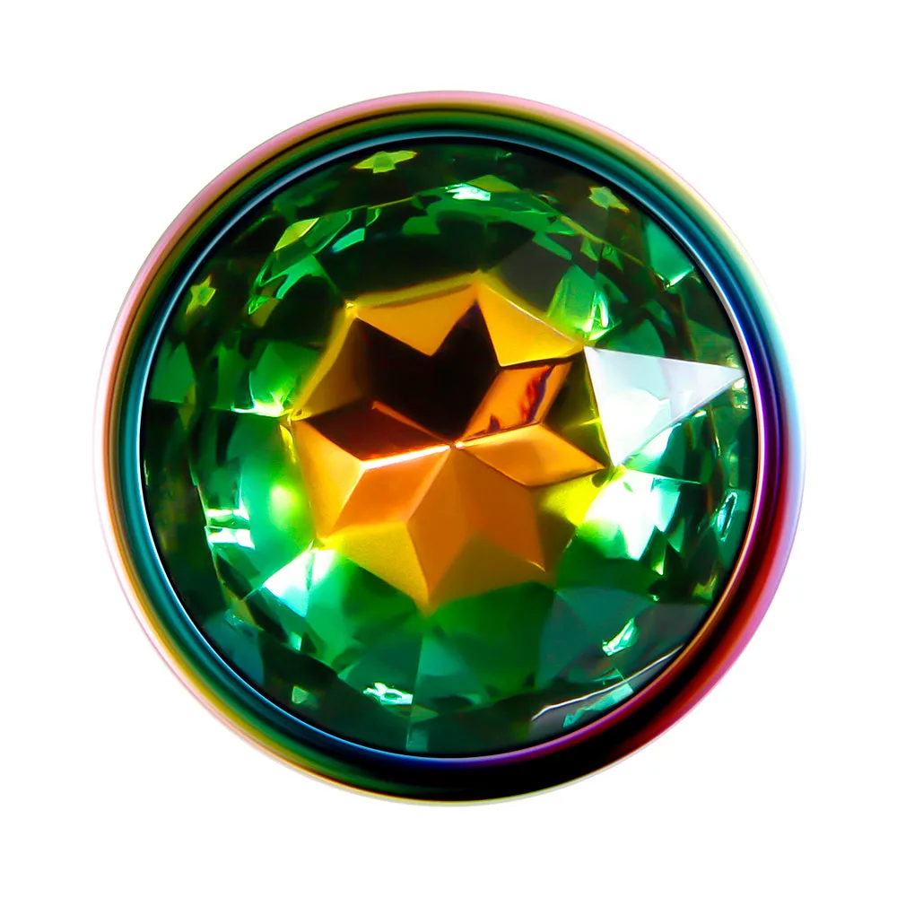 Evolved 3-Piece Rainbow Metal Anal Plug With Rainbow Gemstone Base Set