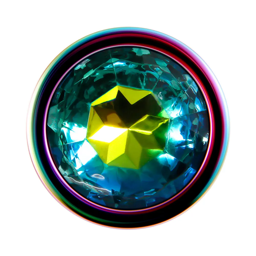 Evolved 3-Piece Rainbow Metal Anal Plug With Rainbow Gemstone Base Set