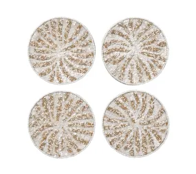 Fireworks Drink Coasters in White Gold & Silver Set of 4 in a Gift Bag by Kim Seybert