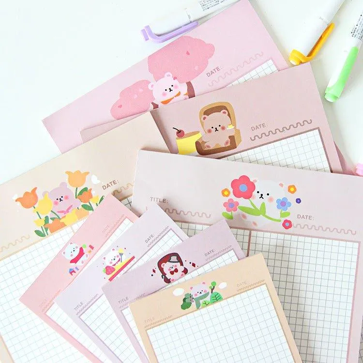 Flower ink produced pink bear cute note book MEMO checkered paper B5 NP-030015