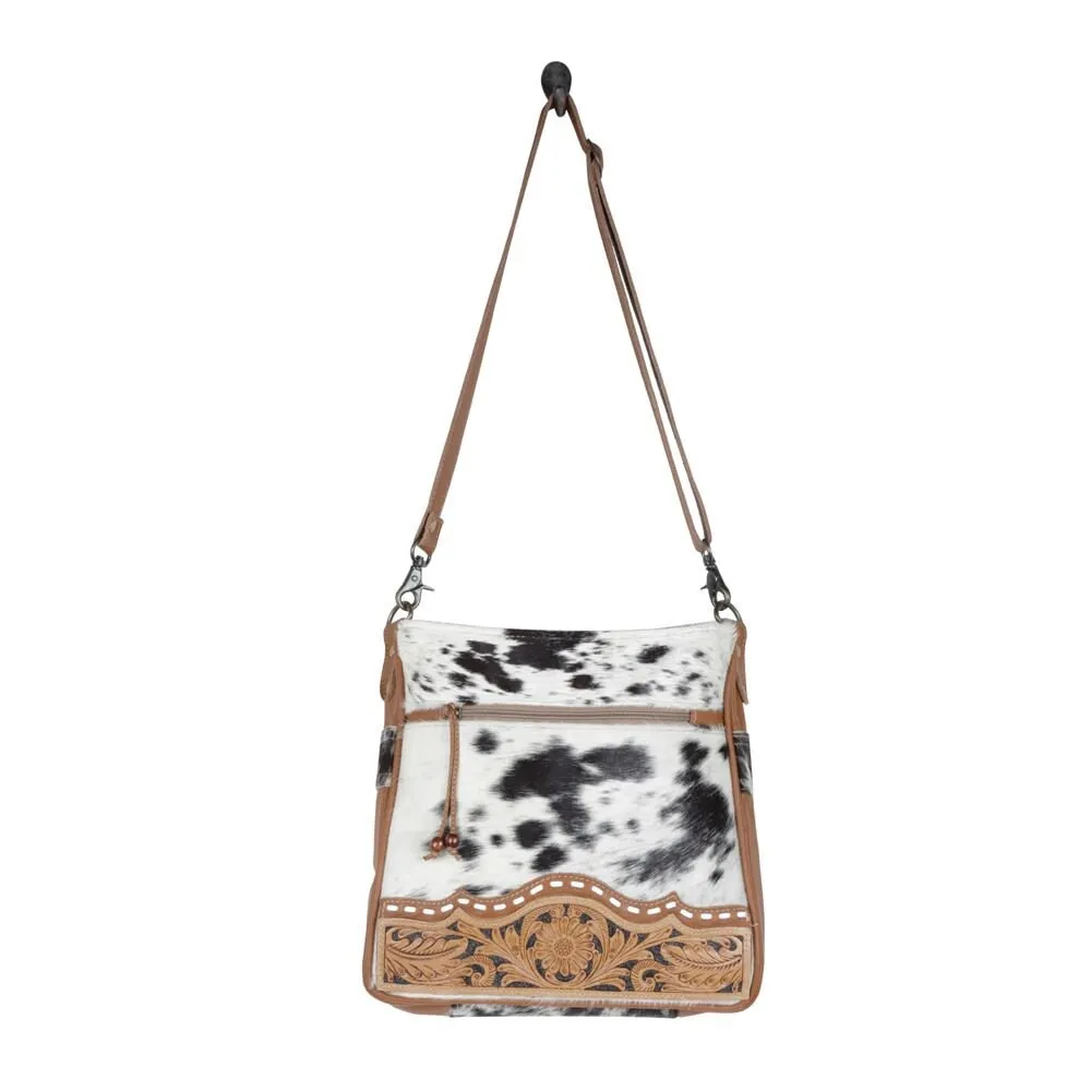 Genetic Hair On Leather Shoulder Bag