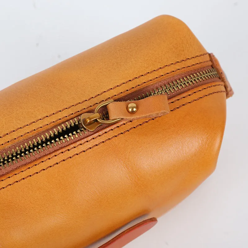 Genuine Leather Cube Clutch Toiletry&Cosmetic Bag Purse Pouch Womens