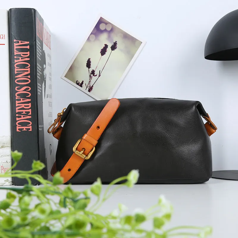 Genuine Leather Cube Clutch Toiletry&Cosmetic Bag Purse Pouch Womens