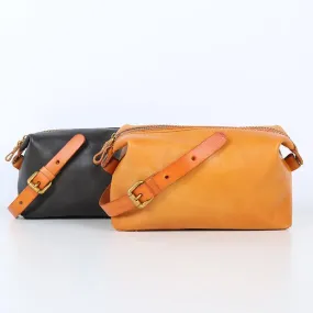 Genuine Leather Cube Clutch Toiletry&Cosmetic Bag Purse Pouch Womens