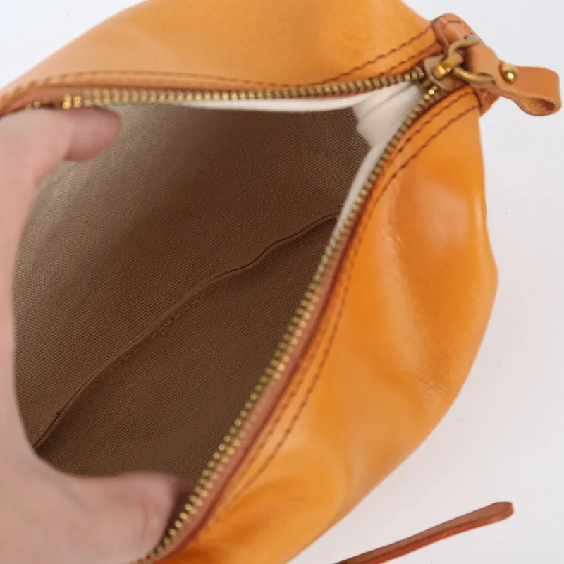 Genuine Leather Cube Clutch Toiletry&Cosmetic Bag Purse Pouch Womens