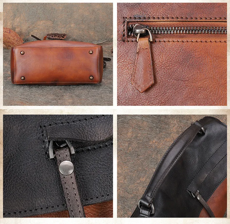 Handmade Ladies Green Leather Handbags Side Bags For Women