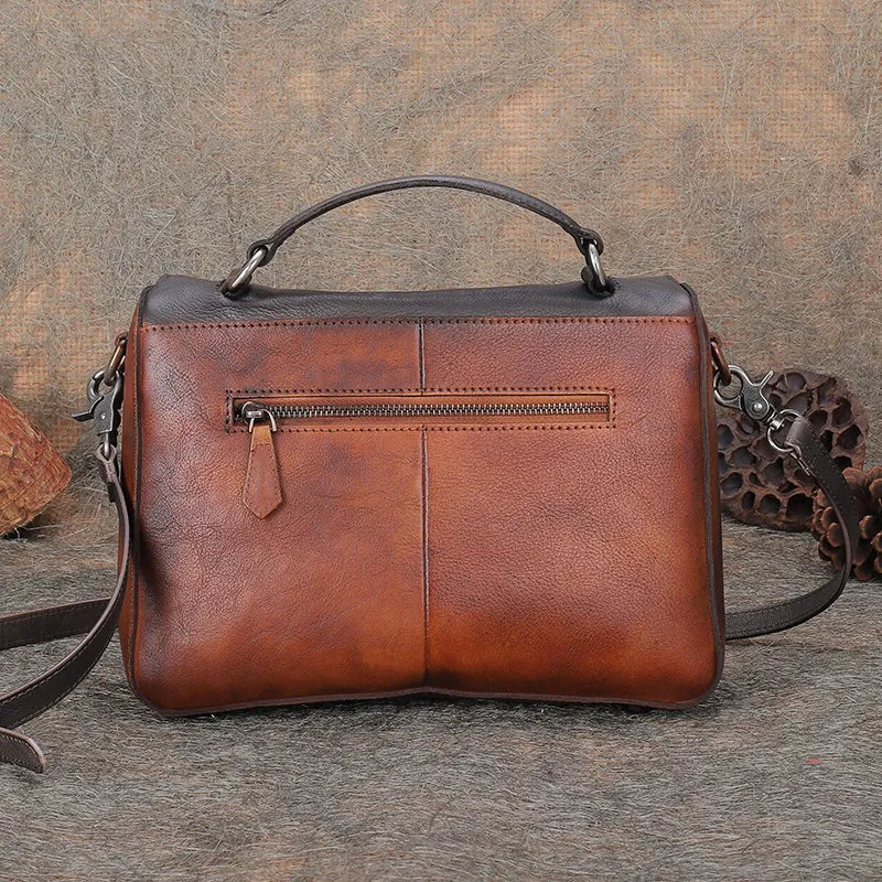Handmade Ladies Green Leather Handbags Side Bags For Women