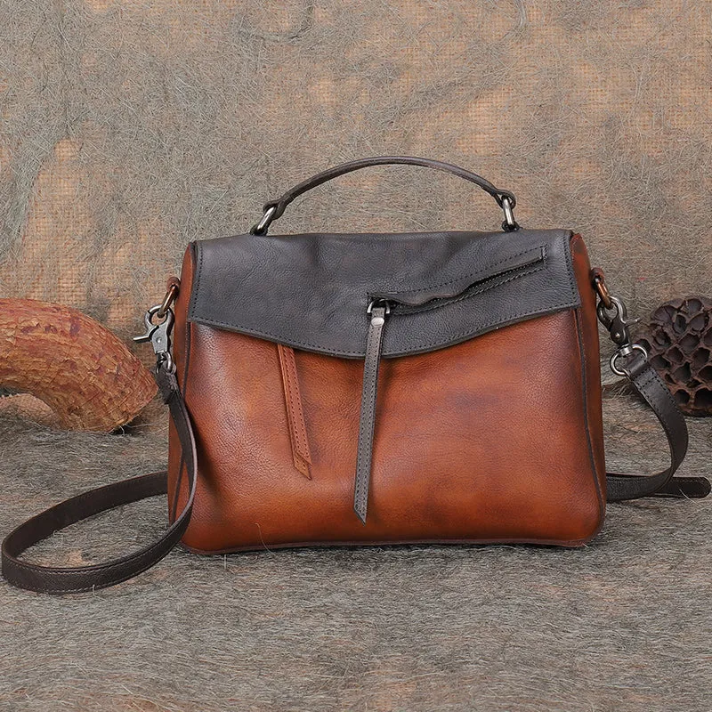 Handmade Ladies Green Leather Handbags Side Bags For Women