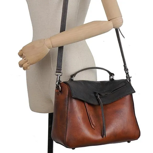 Handmade Ladies Green Leather Handbags Side Bags For Women