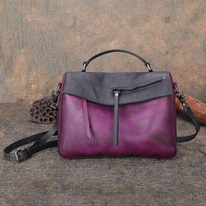 Handmade Ladies Green Leather Handbags Side Bags For Women