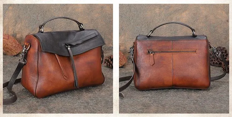 Handmade Ladies Green Leather Handbags Side Bags For Women