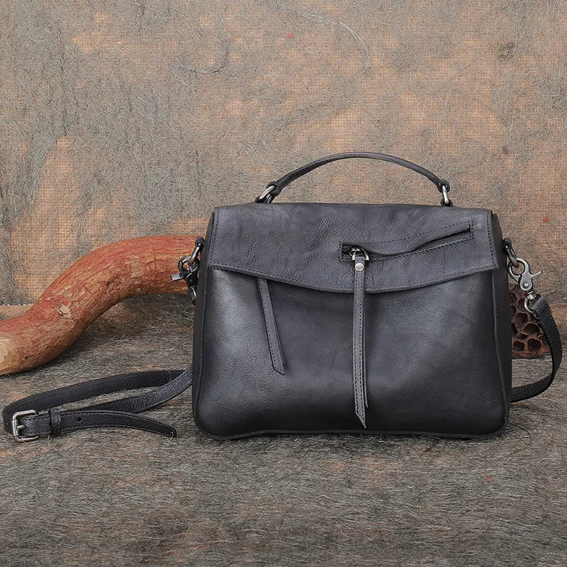 Handmade Ladies Green Leather Handbags Side Bags For Women