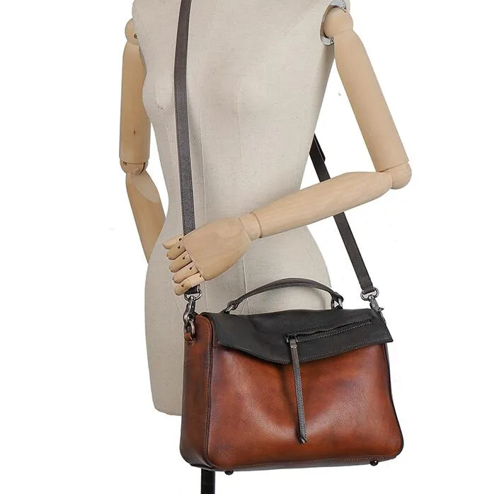 Handmade Ladies Green Leather Handbags Side Bags For Women