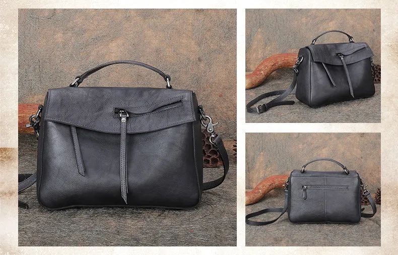 Handmade Ladies Green Leather Handbags Side Bags For Women