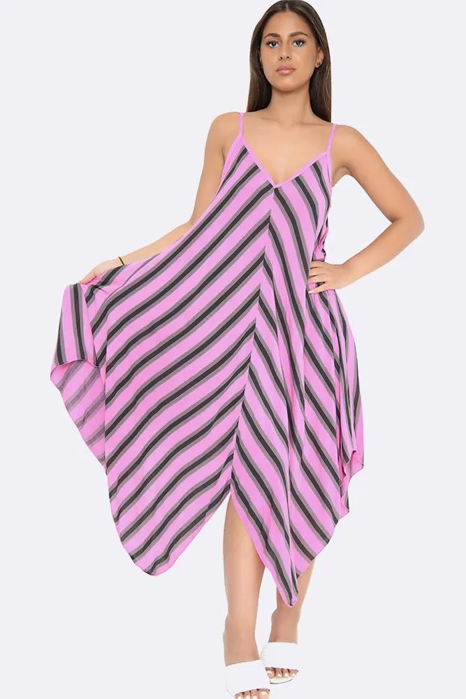 Italian Chevron Strappy Hanky Hem Dress