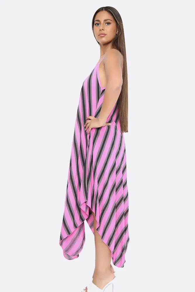 Italian Chevron Strappy Hanky Hem Dress