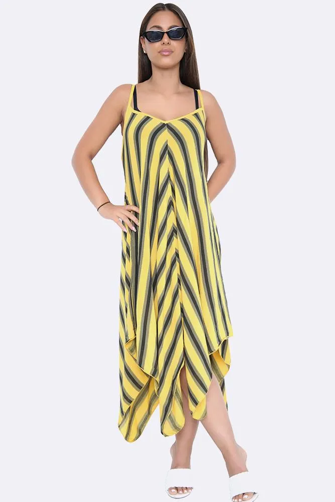 Italian Chevron Strappy Hanky Hem Dress