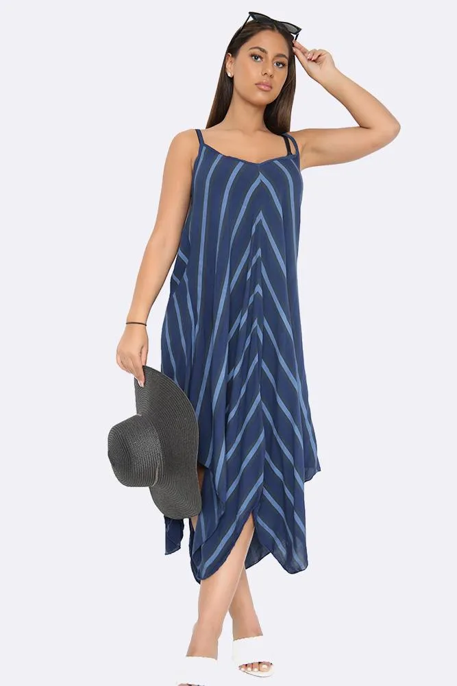 Italian Chevron Strappy Hanky Hem Dress
