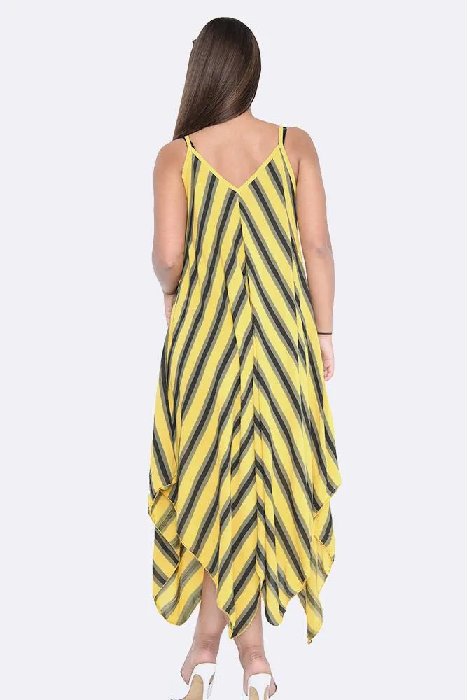 Italian Chevron Strappy Hanky Hem Dress